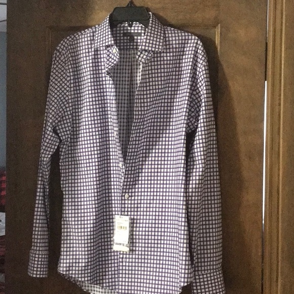 Nordstrom rack Other - Nordstrom Rack new purple and white Men’s check shirt trim fit size 16 34/35